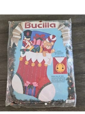 Vintage Bucilla Jumbo Felt Stocking Kit 28” 82913 Chock Full of Toys 1991 NEW